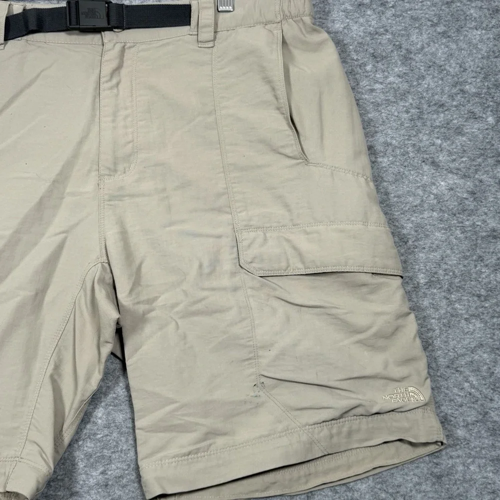 The North Face Hiking Cargo Shorts Men 34 (L) Belted Nylon Beige Solid